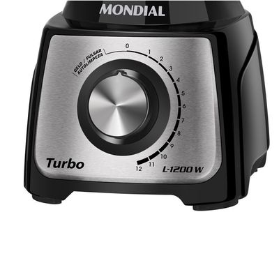 Liquidificador Turbo L1200 BI 12 Velocidades 1200W Mondial Preto com Inox / 220V