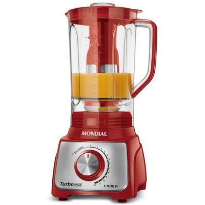 Liquidificador Mondial Turbo L-1100 12 Velocidades 1100W Vermelho com Inox / 220V