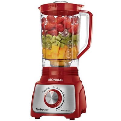 Liquidificador Mondial Turbo L-1100 12 Velocidades 1100W Vermelho com Inox / 220V
