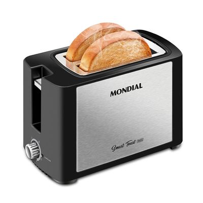 Torradeira Smart Toast Mondial T-13 com 6 opções de tostagem Preto com Inox / 220V