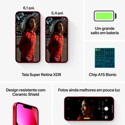 iPhone 13 256GB Estelar Tela 6,1 Pol Câmera Dupla12MP Apple Branco / Bivolt