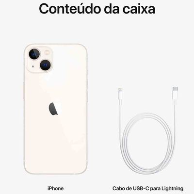 iPhone 13 256GB Estelar Tela 6,1 Pol Câmera Dupla12MP Apple Branco / Bivolt