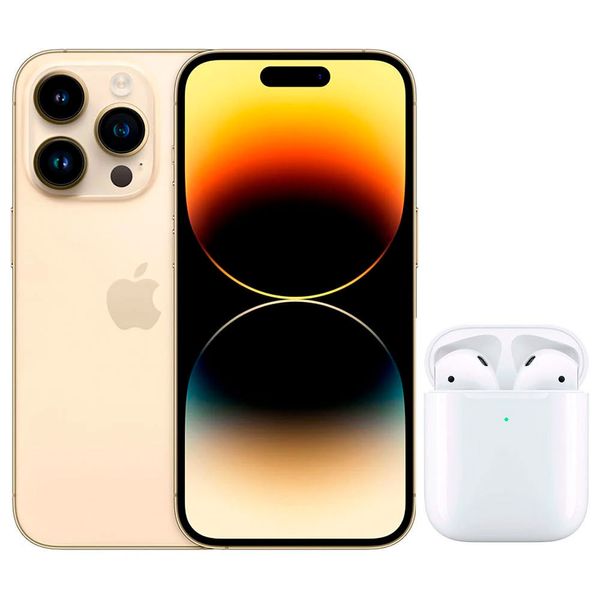 iPhone 14 Pro Max 128GB com Fone WRS Airpods Dourado / Bivolt