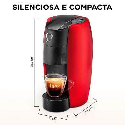 Cafeteira Espresso TRES Lov Automática Multibebidas Vermelho / 110V