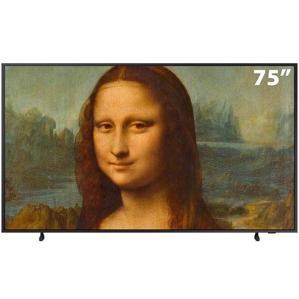 Smart TV 75 QLED 4K The Frame 75LS03B Tela Matte Design slim com Suporte de parede Samsung Preto / Bivolt