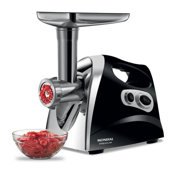 Moedor de Carne Elétrico Mondial Premium MC-03 500W Prata com Preto / 220V