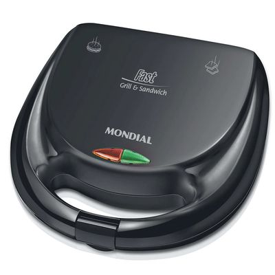 Sanduicheira Fast Grill e Sandwich Mondial S-12 com 750W de Potência Preto / 220V
