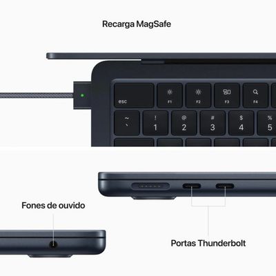 MacBook Air com M2 Apple 8 GPU 8GB RAM 256GB SSD Preto / Bivolt
