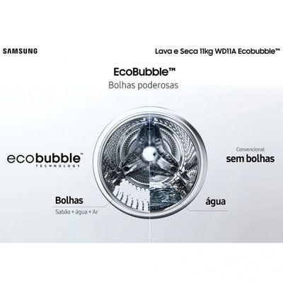 Lava e Seca Samsung WD11A 3 em 1 com Ecobubble e Lavagem a Seco 11 kg Branco / 220V