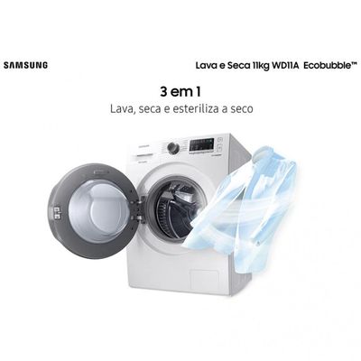 Lava e Seca Samsung WD11A 3 em 1 com Ecobubble e Lavagem a Seco 11 kg Branco / 220V