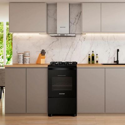 Fogão 4 Bocas Automático BFO4VAE Mesa de Vidro Temperado Brastemp Preto / Bivolt