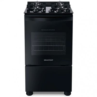 Fogão 4 Bocas Automático BFO4VAE Mesa de Vidro Temperado Brastemp Preto / Bivolt