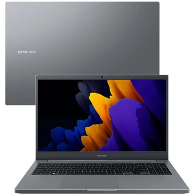 Notebook Samsung Core i3-1115G4 4GB 256GB SSD Tela Full HD 15.6 Windows 11 Book NP550XDA-KV3BR Cinza / Bivolt