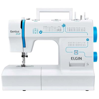 Máquina de Costura Genius Plus JX-4035 Elgin Branco com Azul / 220V