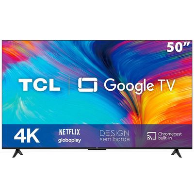 "Smart TV LED 50"" 4K TCL 50P635 HDR, Wifi Dual Band, Bluetooth, Controle Remoto com Comando por controle de Voz" Preto / Bivolt