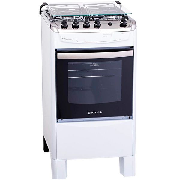 Fogão 4 Bocas New Fastcook com Grades Duplas Atlas Branco / Bivolt Fogão 4 Bocas New Fastcook com Grades Duplas Atlas Branco / Bivolt