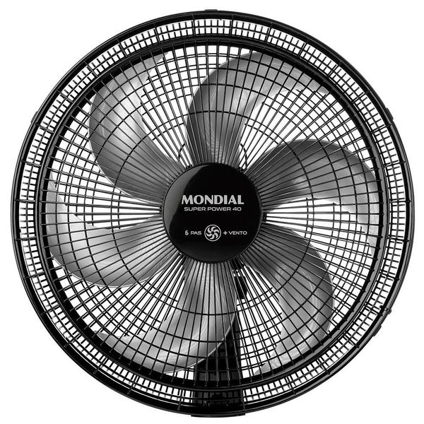 Ventilador de Mesa 40cm Super Power VSP-40-B 6 Pás 3 Velocidades Mondial Preto / 110V