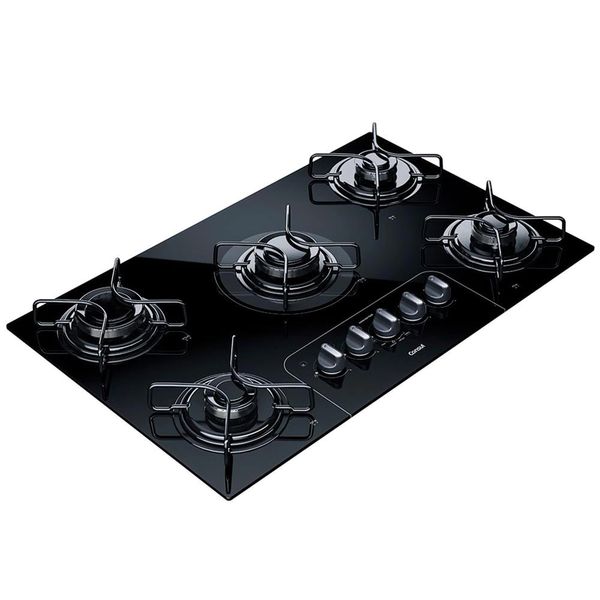 Cooktop a Gás 5 Bocas CD075AE Vidro Temperado Acendimento Automático Consul Preto / Bivolt Cooktop a Gás 5 Bocas CD075AE Vidro Temperado Acendimento Automático Consul Preto / Bivolt