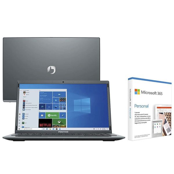 Notebook Positivo Dual Core 4GB 128GB SSD Tela 14 Cinza Notebook Positivo Dual Core 4GB 128GB SSD Tela 14 Cinza