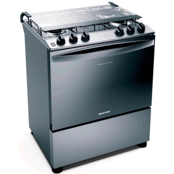 Fogão 5 Bocas BFS5NCR Botões Removíveis e Exclusivo Aro Protetor Inox Brastemp Inox / Bivolt