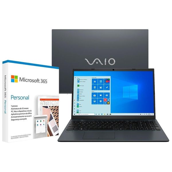 Notebook FE15 8Gb 256Gb Ssd Microsoft 365 Personal Vaio Cinza Notebook FE15 8Gb 256Gb Ssd Microsoft 365 Personal Vaio Cinza