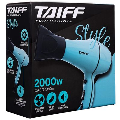 Secador de Cabelos Style Motor Profissional 2000W + Prancha Style Tiffany Taiff Azul / 110V