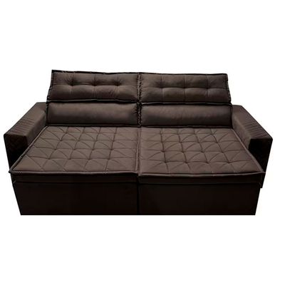 Sofá 4 Lugares Cama inBox Belém Retrátil/Reclinável com 230 cm de Largura e Revestido em Suede Velusoft Café