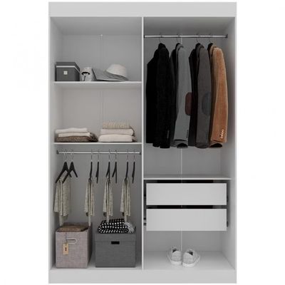 Guarda-Roupa Ville com 4 Portas 2 Gavetas e 2 Prateleiras 134cm de largura Bartira Branco