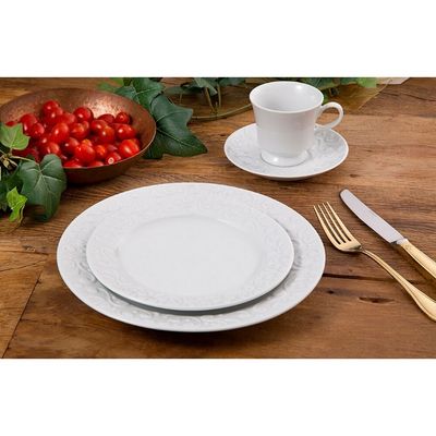Conjunto de Pratos de Sobremesa Germer Tassel em Porcelana 20,5 cm 6 Peças Branco