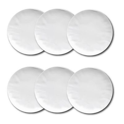 Conjunto de Pratos de Sobremesa Germer Orgânico em Porcelana 20,5 cm 6 Peças Branco
