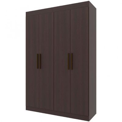 Guarda-Roupa Ville com 4 Portas 2 Gavetas e 2 Prateleiras 134cm de largura Bartira Café