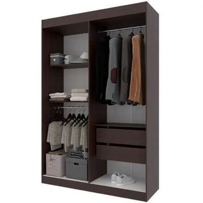 Guarda-Roupa Ville com 4 Portas 2 Gavetas e 2 Prateleiras 134cm de largura Bartira Café