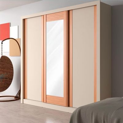Guarda-Roupa Casal Bartira Village com 3 Portas 4 Gavetas Espelho e 243,1cm Areia