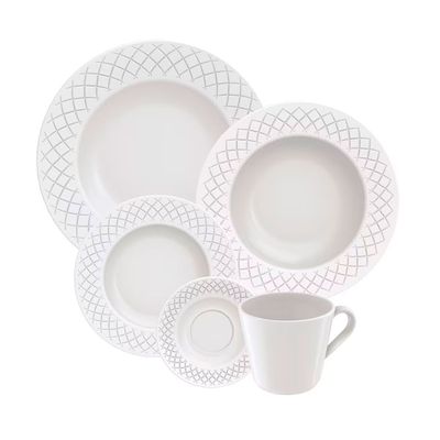 Aparelho de Jantar 20 Peças Tramontina Ingrid em Porcelana Decorada Branco