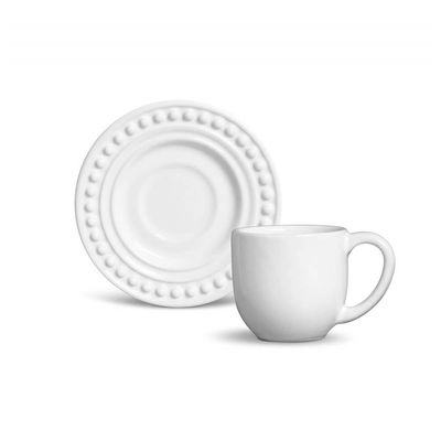 Aparelho de Jantar Café e Sobremesa 20 Peças Porto Brasil Atenas em Faiança Feldspática Branco