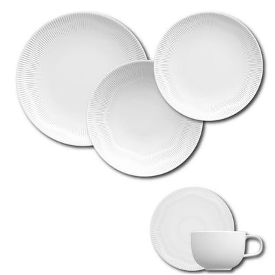 Aparelho de Jantar, Chá e Sobremesa 20 Peças Germer Shell em Porcelana Branco