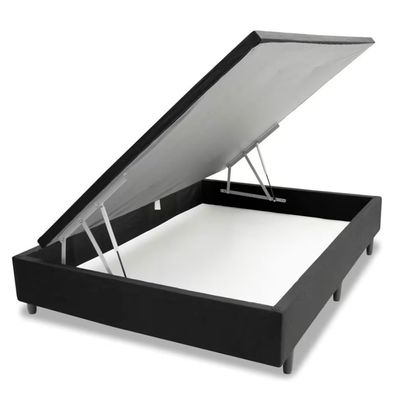 Base Box para Colchão de Casal MGA Lift Cotton com Baú e Pistão à Gás - 39x138x188cm Preto