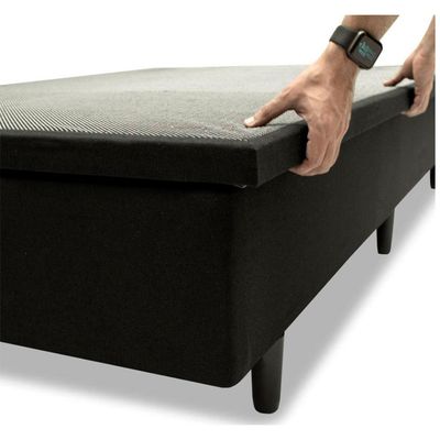 Base Box para Colchão de Casal MGA Lift Cotton com Baú e Pistão à Gás - 39x138x188cm Preto
