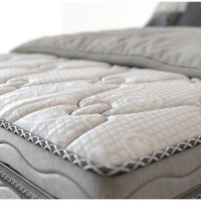 Cama Box Queen Size Probel Alabama com Euro Pillow e Molas Ensacadas 68x158x198 cm Branco com Cinza