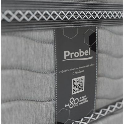 Cama Box Queen Size Probel Alabama com Euro Pillow e Molas Ensacadas 68x158x198 cm Branco com Cinza