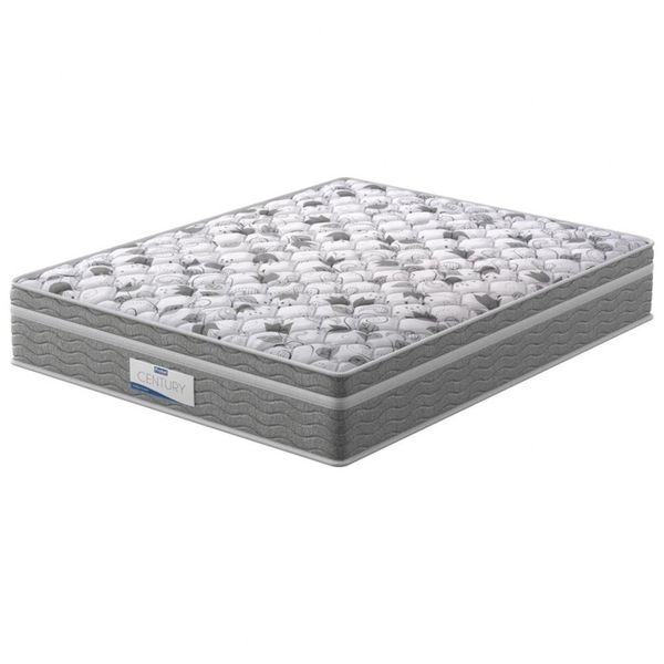 Colchão King Size Probel Century D28 com Molas Pocket e Pillow Euro 32x193x203cm Branco com Cinza