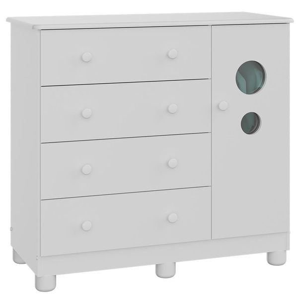 Cômoda Infantil Duda com 1 Porta e 4 Gavetas Peroba Móveis Branco Cômoda Infantil Duda com 1 Porta e 4 Gavetas Peroba Móveis Branco