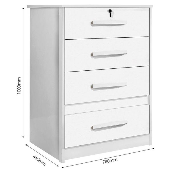 Cômoda Veneza MDP 4 Gavetas com Puxadores Benetil Branco Cômoda Veneza MDP 4 Gavetas com Puxadores Benetil Branco