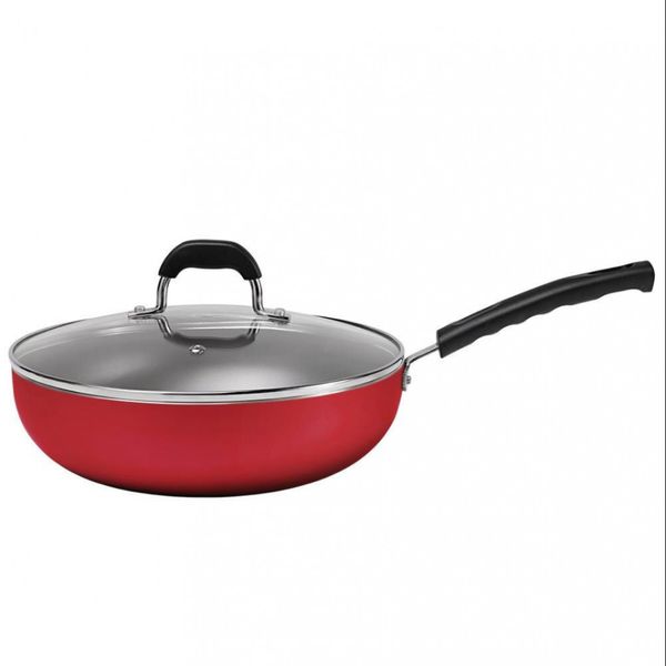 Wok Brinox Saffron em Alumínio com Revestimento Interno Antiaderente Pro-Flon e Tampa de Vidro com Saída de Vapor 28 cm Vermelho Wok Brinox Saffron em Alumínio com Revestimento Interno Antiaderente Pro-Flon e Tampa de Vidro com Saída de Vapor 28 cm Vermelho