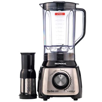 Liquidificador Turbo L1200 BI 12 Velocidades 1200W Mondial Preto com Inox / 110V