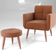 Poltrona Havana com Puff e Revestimento em Tecido Veludo Matrix Cobre