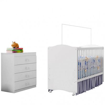 Conjunto Quarto Infantil Satriani 2 Peças Móveis Estrela Branco