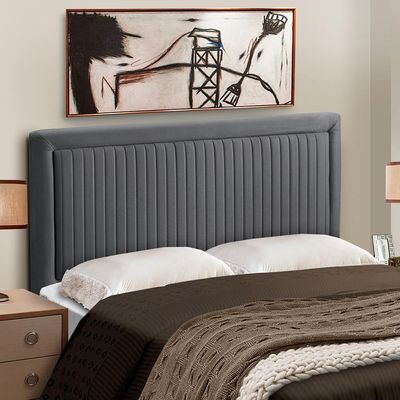 Cabeceira para Cama Casal Dobuê Berlim em Tecido Velopus Grafite