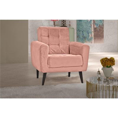 Poltrona Cora Plush e Pés Palito Matrix Rosa