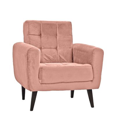 Poltrona Cora Plush e Pés Palito Matrix Rosa